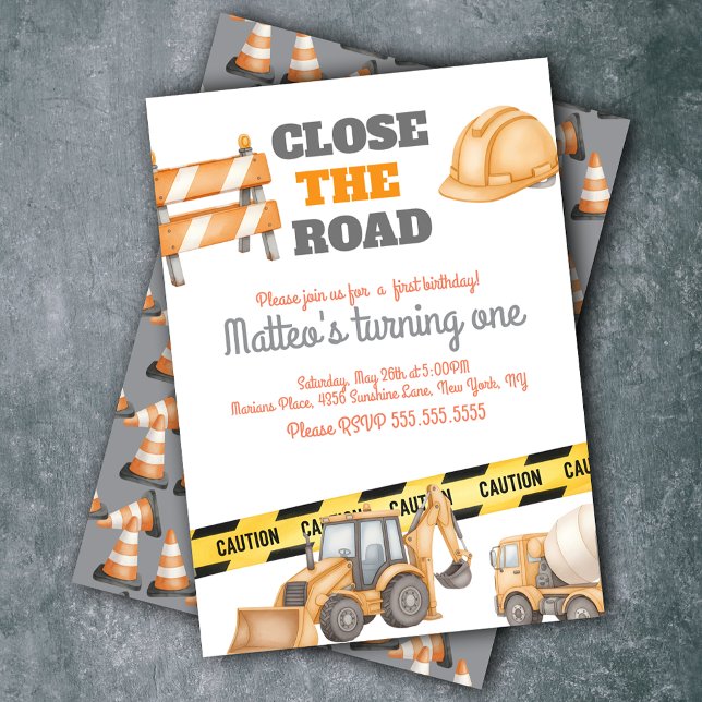 Construction Vehicles Birthday Dump Truck Invitation (Creator Uploaded)