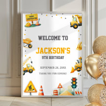 Construction Vehicles Dump Truck Welcome Sign
