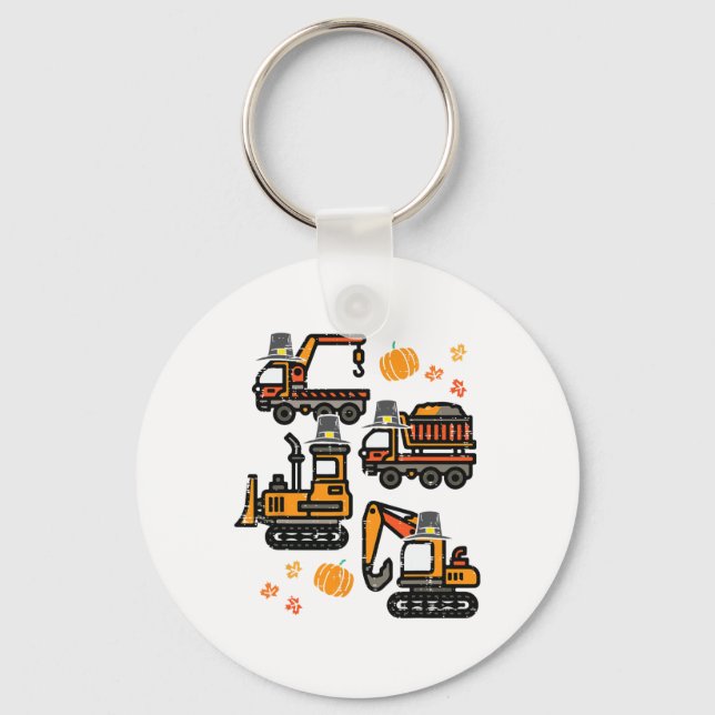 Construction Vehicles Fall Toddler Boys Thanksgivi Key Ring (Front)