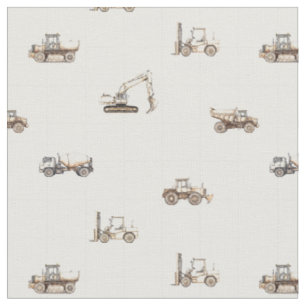 Construction vehicles heavy equipment beige fabric