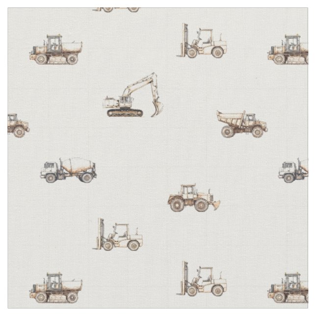 Construction vehicles heavy equipment beige  fabric (Close Up)