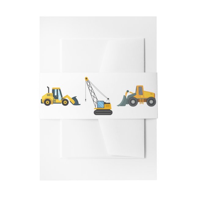 Construction Vehicles Kids Birthday Invitation Belly Band (Front Example)
