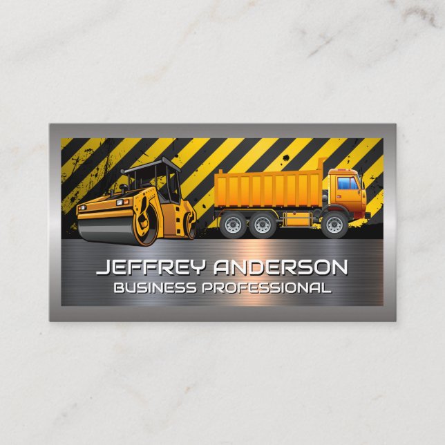 Construction Vehicles | Metallic  Business Card (Front)