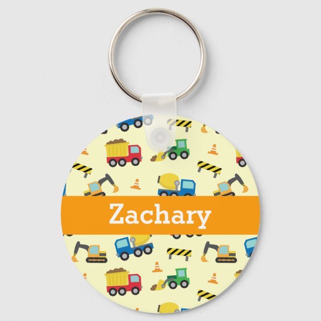 Construction Vehicles Personalised Keychain (Front)