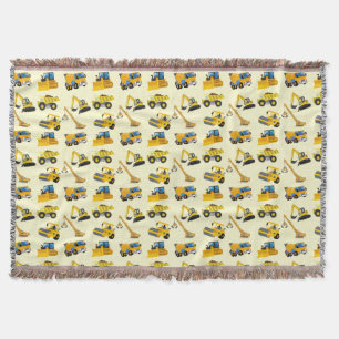 Construction Vehicles Throw Blanket