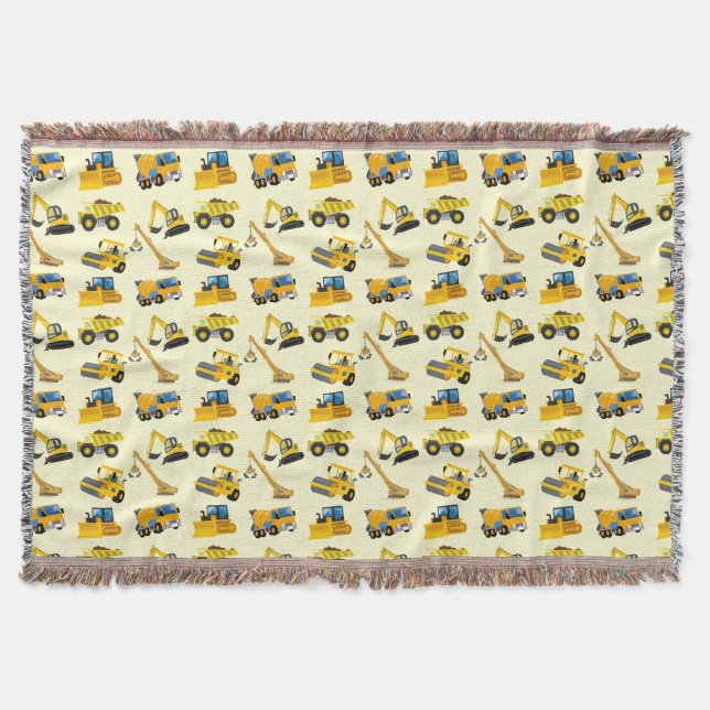 Construction Vehicles Throw Blanket (Front)