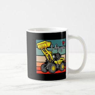 Construction Vehicles Valentines Hearts Excavator  Coffee Mug