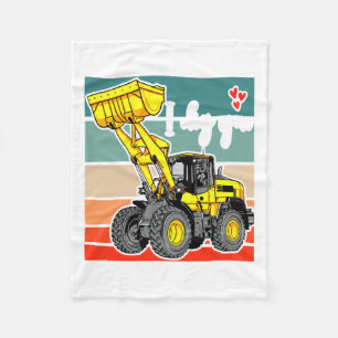 Construction Vehicles Valentines Hearts Excavator  Fleece Blanket