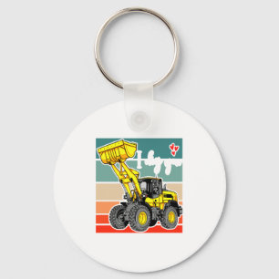 Construction Vehicles Valentines Hearts Excavator  Key Ring