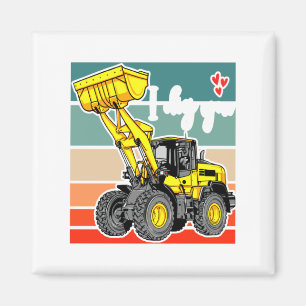 Construction Vehicles Valentines Hearts Excavator Magnet
