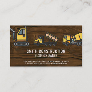 Construction Vehicles Wood Business Card