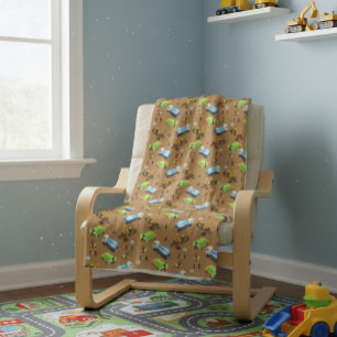 Construction Vehicles & Workers Pattern Blanket