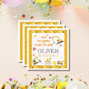 Construction Vehicles Yellow Boy Birthday Party  Napkin