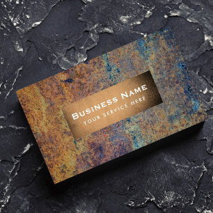 Construction Vintage Monogram Rusty Metal Business Card