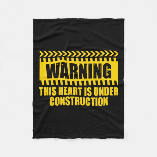 Construction Warning Valentines Day Heart Under Co Fleece Blanket (Front)