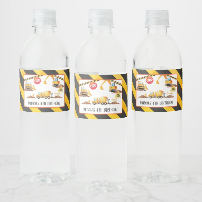 Construction Water Bottle Label - WH (Bottles)