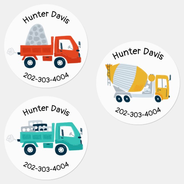 Construction Waterproof Circle Sticker Name Labels (Group)