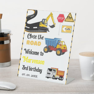 Construction welcome sign 3rd girl birthday party