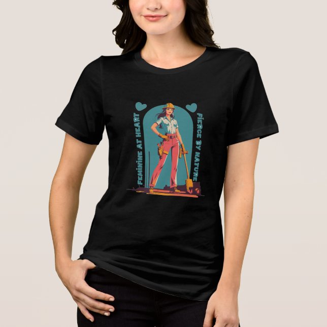 Construction woman worker  Tri-Blend shirt (Front)