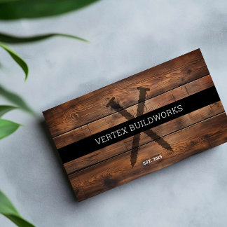Construction Wood Furniture screws rustic timber  Business Card
