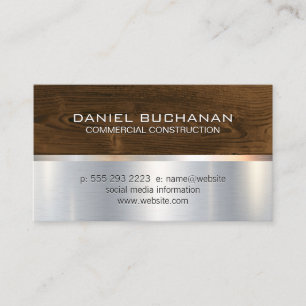 Construction Wood Metallic Background Business Card