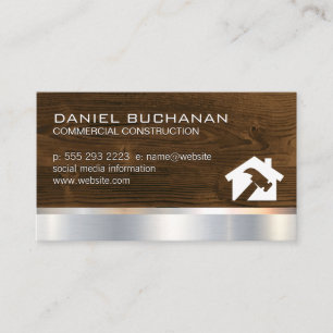 Construction Wood Metallic Hammer Home Logo Business Card
