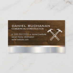 Construction Wood Metallic Hammers Business Card