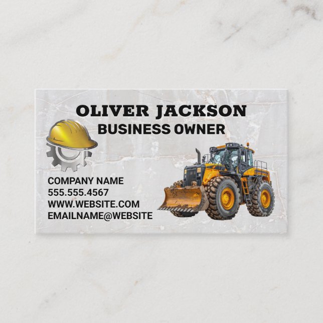 Construction Work Vehicle | Blue Collar Business Card (Front)