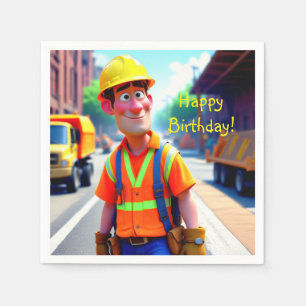 Construction Worker Birthday Napkin