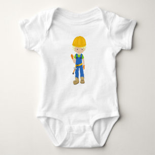 Construction Worker, Blonde Hair, Cute Boy, Hammer Baby Bodysuit