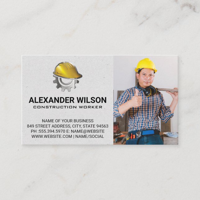 Construction Worker | Blue Collar | Carpentry Business Card (Front)