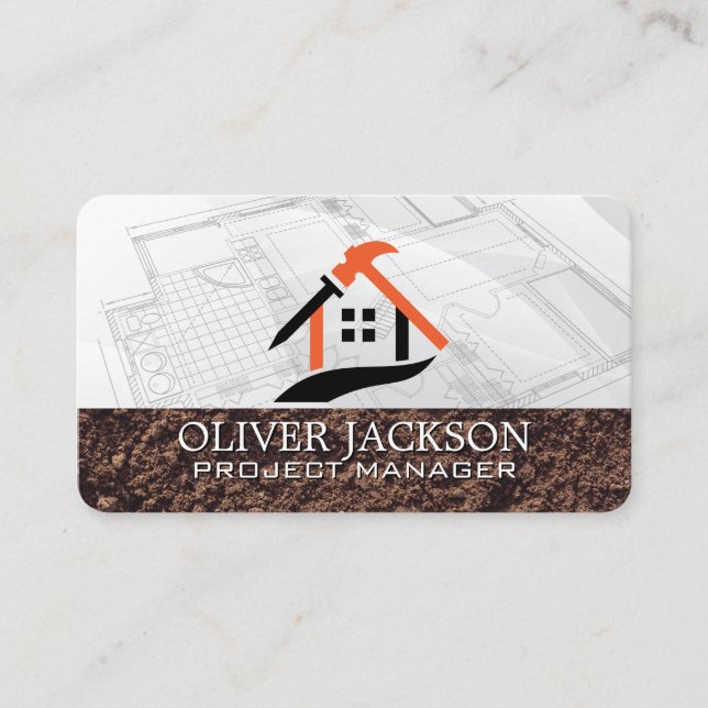 Construction Worker | Blueprints | Architect Business Card (Front)