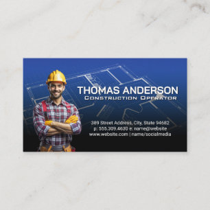 Construction Worker Blueprints Blue Collar Business Card