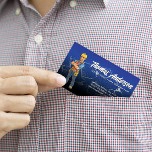 Construction Worker   Blueprints  Business Card