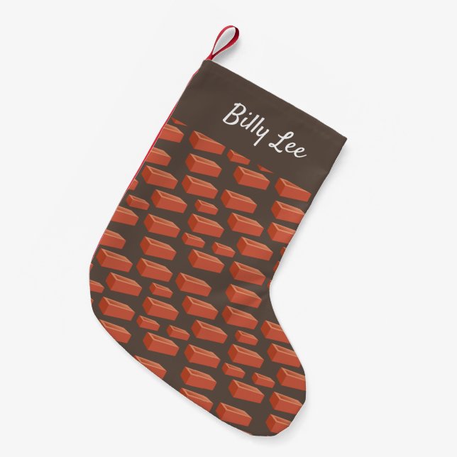 Construction Worker Bricklayer Builder Funny Small Christmas Stocking (Front (Hanging))