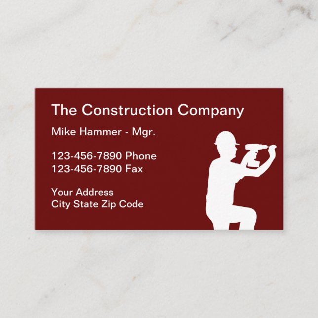 Construction Worker Builder Business Card (Front)