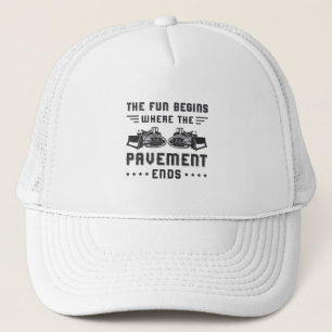 Construction Worker Bulldozer Pavement Ends Site Trucker Hat