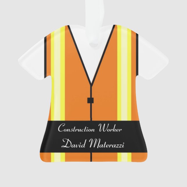 Construction Worker Christmas Ornament (Front)
