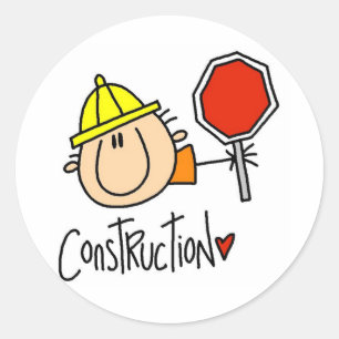 Construction Worker Classic Round Sticker
