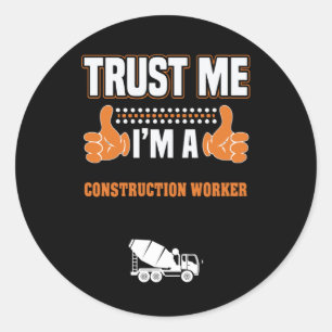 Construction Worker Classic Round Sticker