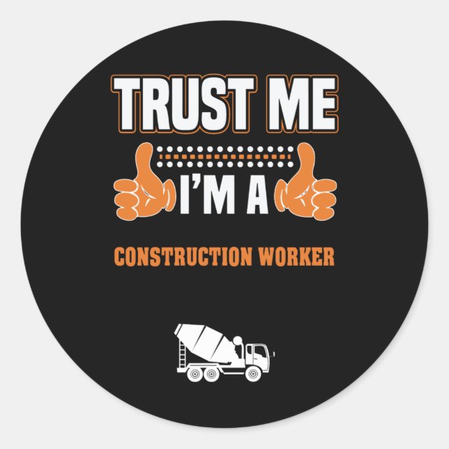 Construction Worker Classic Round Sticker (Front)