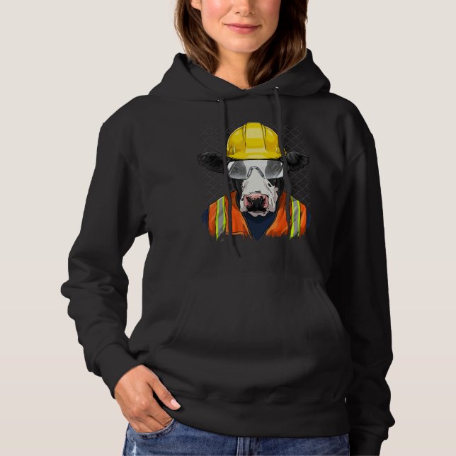 Construction Worker Cow Heifer Laborer Cow Whisper Hoodie (Front)