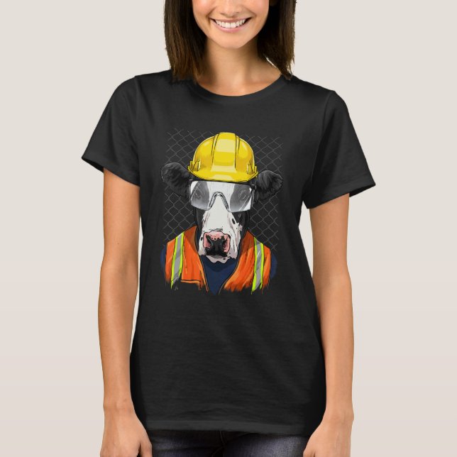 Construction Worker Cow Heifer Laborer Cow Whisper T-Shirt (Front)