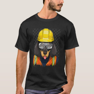 Construction Worker Dachshund Laborer Weiner Pet D T-Shirt