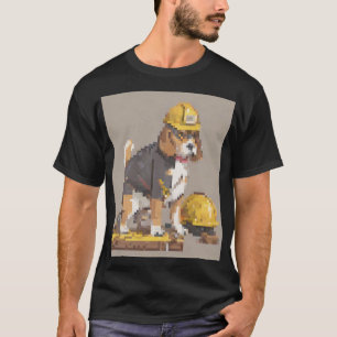 Construction Worker Dog Beagle Tape Measure Woodwo T-Shirt