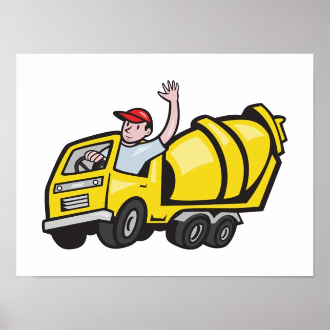 Construction Worker Driver Cement Mixer Truck Poster (Front)