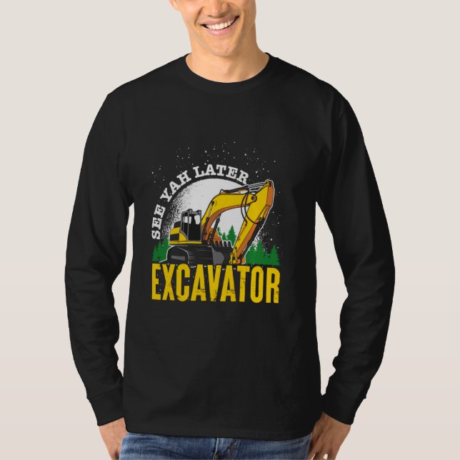 Construction Worker Driver Men Boys Kids Excavator T-Shirt (Front)