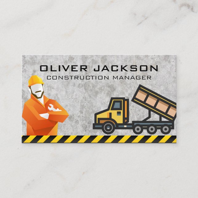 Construction Worker | Dump Truck Business Card (Front)