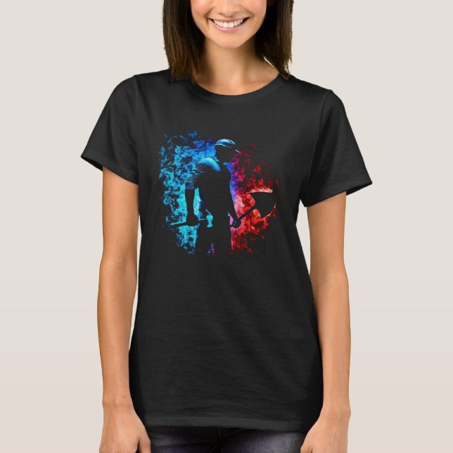 Construction Worker Flames Shovel Civil Engineerin T-Shirt (Front)