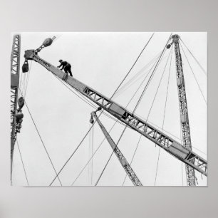 Construction Worker Flying High Poster